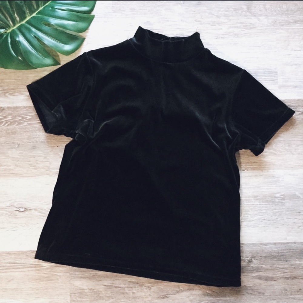 VELVET Style Mock Neck T-shirt Blouse